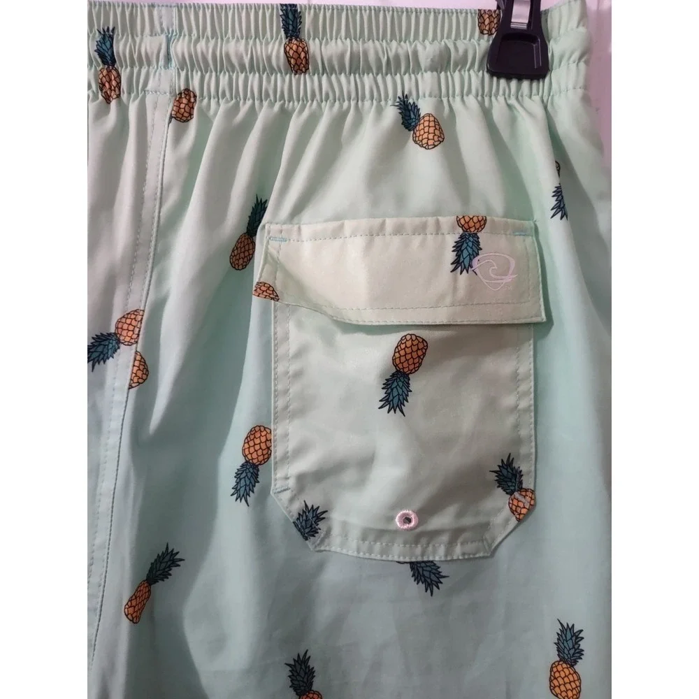 Swimsuit Wave Zone Medium 32/34 Mens Pineapple Bathing Suit Green Swim Shorts‎